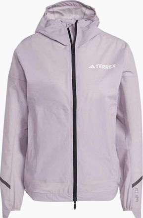 adidas Womens Solid Patterned Hooded Rain Jacket - Purple - Size: 12