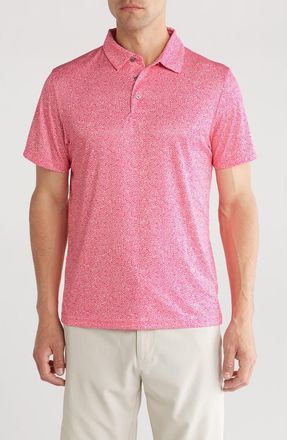 PGA TOUR Geo Print Golf Polo in Pink Carnation at Nordstrom Rack, Size X-Large