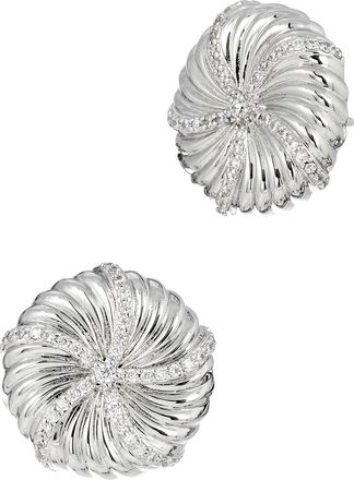 Savvy Cie Jewels RHODIUM PLATED STAR DOLLAR FLUTE EARRINGS