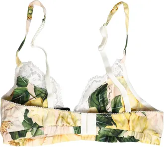 Dolce & Gabbana Womens Multicolor Floral Print Soft Cup Bra Underwear Cotton Elastane Nylon Silk Clothing