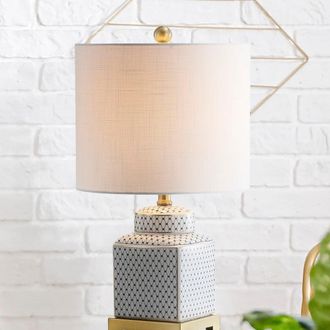 Jonathan Y Designs Cleo 21.5 Ceramic/Metal Ginger Jar LED Table Lamp