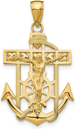 Diamond2Deal 10k Yellow Gold Polished Textured Mini Mariners Crucifix Pendant