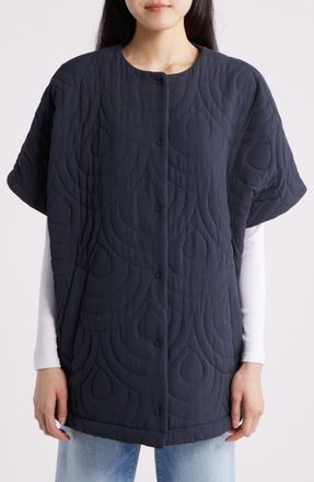 Ilse Jacobsen Blossom Short Sleeve Quilted Cape in Dark Indigo at Nordstrom, Size X-Large