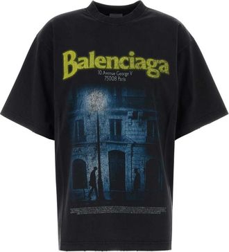 Balenciaga Black Graphic Crew Neck T-Shirt