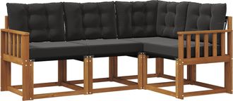 vidaXL Conjunto De Sof&aacute;s De Exterior 4 Uds. Natural Y Negro Vidaxl