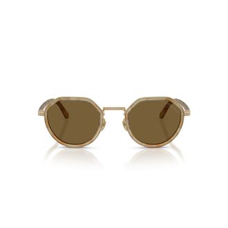 Giorgio Armani 0ar6181 Octagonal Frame Sunglasses with Translucent Beige Accents