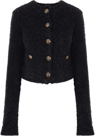 Balenciaga Top met structuurgebreide textuur - Dames - Blazers - Zwart - M - Jassen