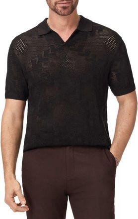 John Varvatos Corso Organic Cotton Diamond Crochet Polo in Brandy at Nordstrom, Size Xx-Large