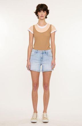 Kancan Lynne Essentials Mid Rise Shorts in Light Wash at Nordstrom, Size 26