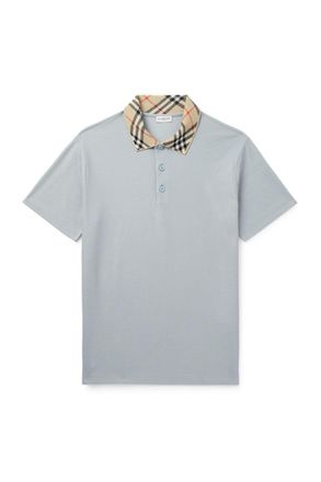 Burberry Slim-Fit Checked Cotton-Piqué Polo Shirt