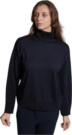 Alpha Studio Lange Mouw Merinowol Dames Fiets Trui - Dames - Coltruien - Blauw - L - Wol - Truien & Vesten