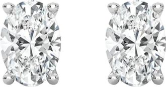 Diamond2Deal 2 Ct Oval Cut Lab Grown Diamond Stud Earrings 14k White Gold VS Clarity, F-G Color