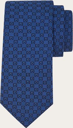 Ferragamo Uomo Cravatta in seta jaquard Gancini Blu