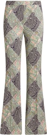 Etro flared printed cady trousers - women - Viscose/Elastane - 48 - Neutrals