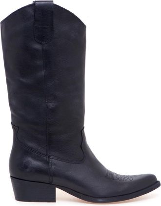 Felmini Texaanse Laars - Dames - Cowboylaarzen - Zwart - 36 EU - Leer - Schoenen