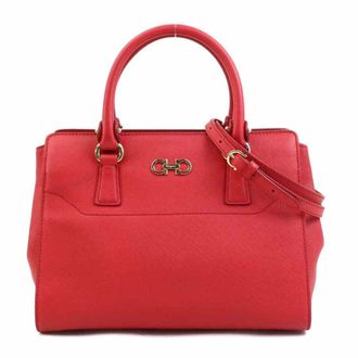Ferragamo Leather Handbag Shoulder Bag (Pre-Owned)