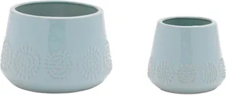 Melrose International Set Of 2 Ceramic Starburst Pattern Planter