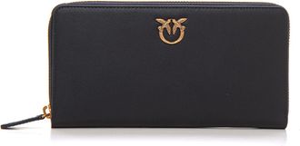 Pinko portafogli Ryder con zip in pelle liscia nero oro