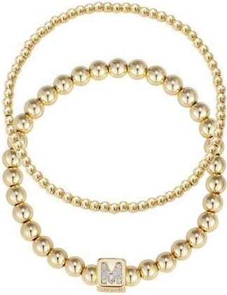Adornia Set of 2 Gold Plated Stretch Bracelets in Gold-M at Nordstrom Rack