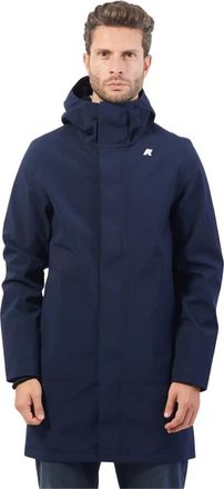 K-Way Blauwe Waterdichte Winddichte Lange Jas - Heren - Parka Jassen - Blauw - 3XL - Jassen