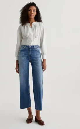 AG - Adriano Goldschmied Saige Wide Leg Crop Jeans In 16 Years Postcard