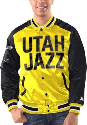 Starter Mens Starter Yellow/Black Utah Jazz Renegade Satin Full-Snap Varsity Jacket at Nordstrom, Size Xx-Large