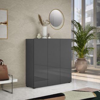 Dmora Sapatero Stamira, Mueble Para Zapatos 10 Estantes, Made In Italy, 34x120x115h Cm Negro Antracita
