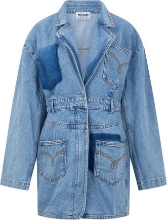 Moschino Kleedjes, Dames, Blauw, L, Denim, Oversized Denim Jas
