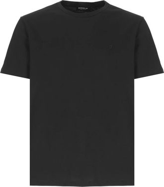Dondup Zwart katoenen T-shirt met logo in reli&euml;f - Heren - T-shirts - Zwart - S - Katoen - Tops