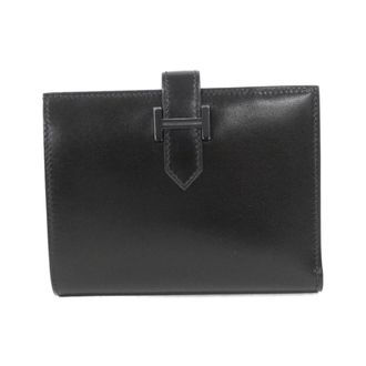 Herm&egrave;s Black Box Calf Leather Wallet (Bi-Fold) (Pre-Owned)