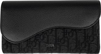 Dior Black Cotton Leather Fabric Long Wallet (Bi-Fold) (Pre-Owned)