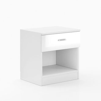 Elegant Lighting Elegant - Modern High Gloss Wardrobe and Cabinet Furniture Set Bedside Cabinet Night Stand Storage only White