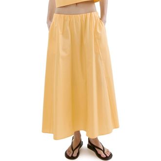 Mango Flared Cotton Midi Skirt in Pastel Yellow at Nordstrom, Size X-Small