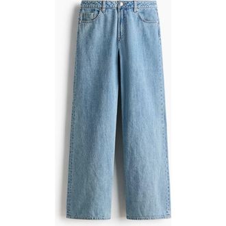 H&M Wide High Waist Jeans in Denim Blue at Nordstrom, Size 12