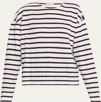 Officine G&eacute;n&eacute;rale Leya Stripe Cotton-Linen T-Shirt