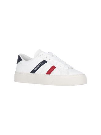 Moncler Striped Flatform Leather Sneaker - White