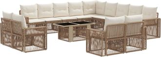 vidaXL Conjunto De Sof&aacute;s De Jard&iacute;n 14 Uds. Beige Y Blanco Crema Vidaxl