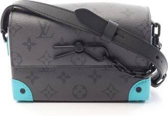 Louis Vuitton Blue Gray Coated Canvas Leather Handbag Shoulder Bag (Pre-Owned)