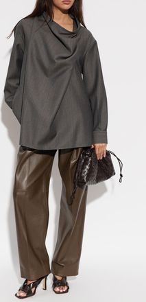 Bottega Veneta Leather Trousers, Womens, Brown