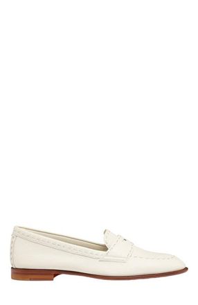 Santoni Womens tumbled leather penny loafer in White at Nordstrom, Size 10.5