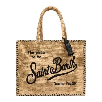 MC2 Saint Barth Tote Bags, female, Beige, Size: ONE SIZE Raffia Vanity Shoulder Bag with Tassel