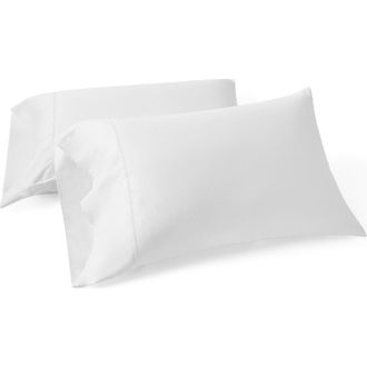 Coyuchi Cloud Soft Set of 2 Organic Cotton Sateen Pillowcases in Alpine White Scalloped at Nordstrom, Size Standard