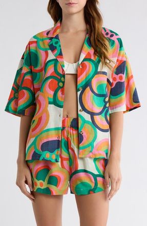Billabong x Mami Wata Beachside Cover-Up Camp Shirt in Multi at Nordstrom, Size Medium