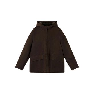 Stone Island Leather Outerwears Marrone-Uomo