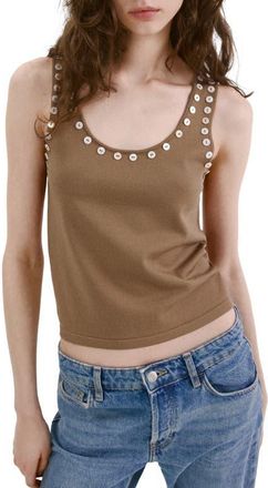 Mango Button Trim Tank in Caramel at Nordstrom, Size Medium