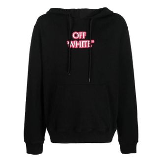 Off-white Slogan Print Logo Hoodie Black OMBB097F22FLE01110301030