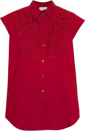P.A.R.O.S.H. broderie-anglaise cotton shirt - women - Cotton - M - Red