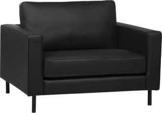 Beliani Beliani - Sill&oacute;n Tapizado En Piel Negra Con Patas Negras Brazo De Riel Estilo Minimalista Savalen