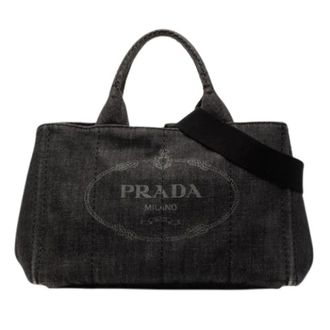 Prada Pre-owned Tote Bags, female, Gray, Size: ONE SIZE Pre-owned Denim Satchel