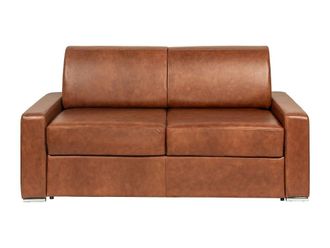 VENTE-UNIQUE.COM Sof&aacute; cama 100% piel 3 plazas marr&oacute;n 194x223cm